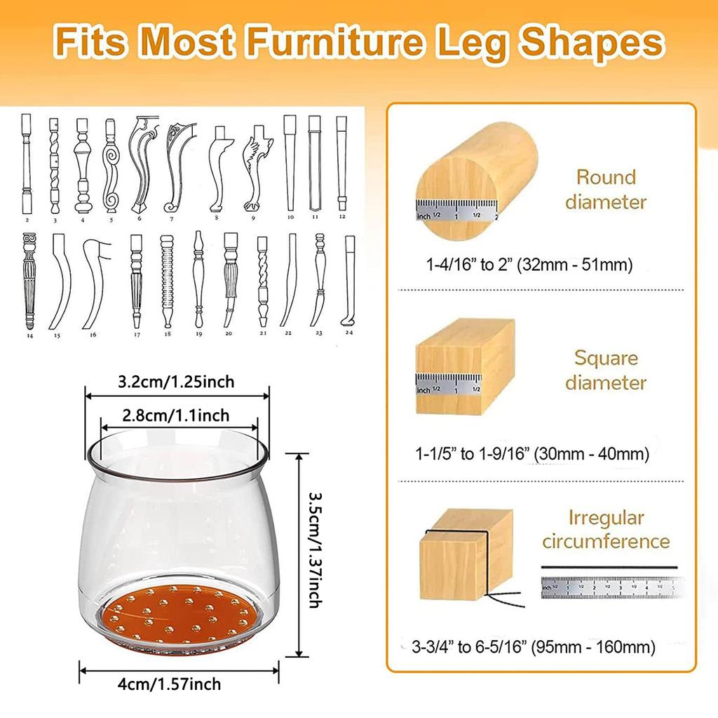 4pcs-Transparent Silicone Chair Leg Floor Protector with Wrapped Felt Bar Stool Chair Leg Furniture Leg Feet Protection Cover
