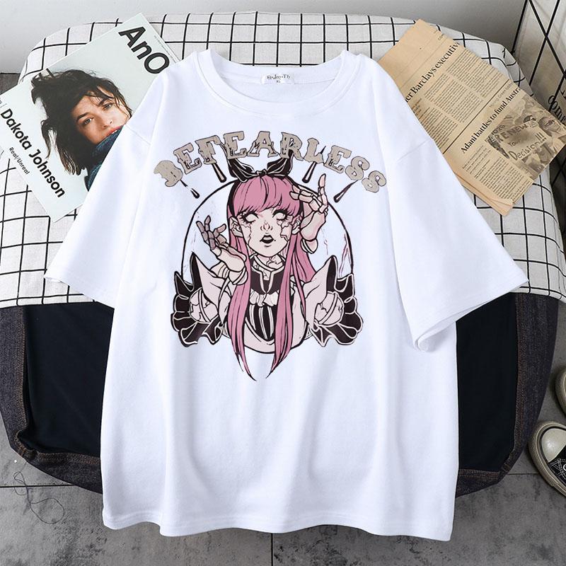 

Готична футболка жіноча естетична вільна літня жіноча футболка панк гранж вуличний одяг жіночий готичний топ футболки хараджуку одяг Y2K L білий