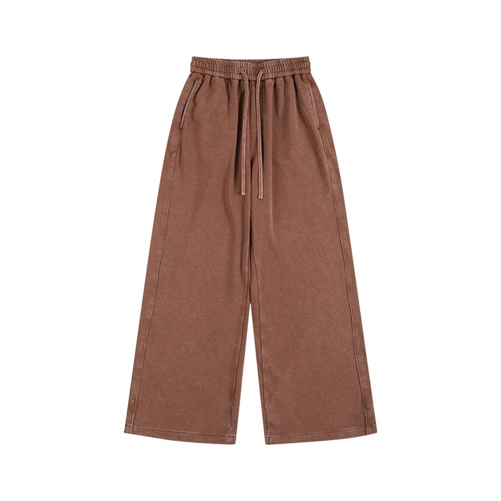 Unisex Solid Color Casual Loose Washed Distressed Sweatpants