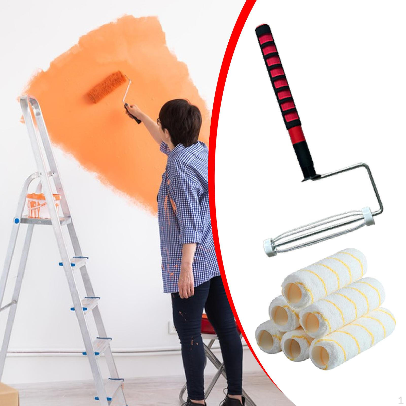 

Рама для малярного валика 9 дюймов с 6 чехлами, регулируемая телескопическая ручка, эргономичная рукоятка