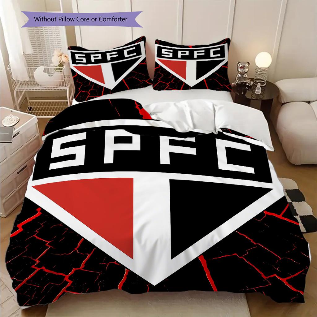 Sao Paulo FC Pattern Bedding Quilt Set Quilt Cover Pillowcase Home Decoration Birthday Gift (1 * duvet cover + 2 * pillowcase, without core)