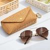 1Pc Chic Straw Eyeglass Case with Hook Casual Soft Protective Sunglasses Storage Box Glasses Pouch for Women Men Travel Daily Use & Gift