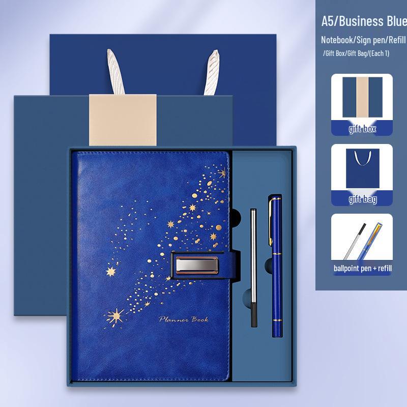 Set de regalo de cuaderno Star Double Line 2026: Libro de registro de reuniones de negocios y oficina de mayor grosor
