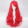 Cosplay anime wig slanted bangs red long curly hair big wave headband Synthetic fiber wig