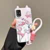 KEYSION Cute Ear Cartoon Case for Samsung A51 4G A31 with Lanyard Soft Silicone+PC Shockproof Phone Cover for Galaxy A31 A51 4G