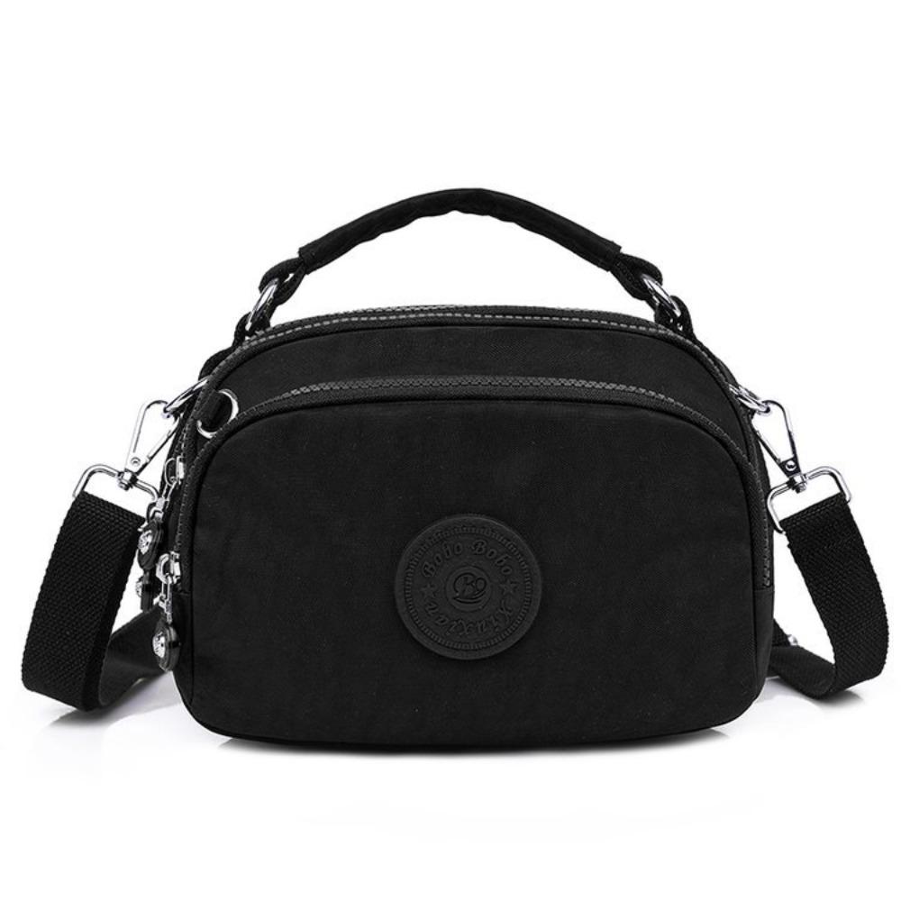 

Large Capacity Multi Pocket Shoulder Bag Nylon Mobile Phone Bag Small Square Bag Shopping чорний