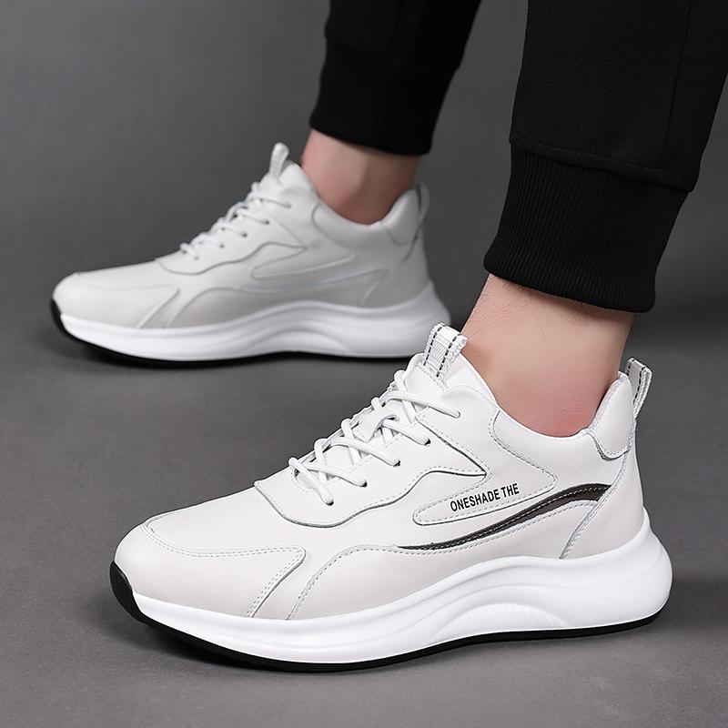 Thick Soled Sports Shoes Outdoor Hiking Shoes Men's Casual Shoes Winter Cotton Style Men's Genuine Leather Shoes Free Delivery