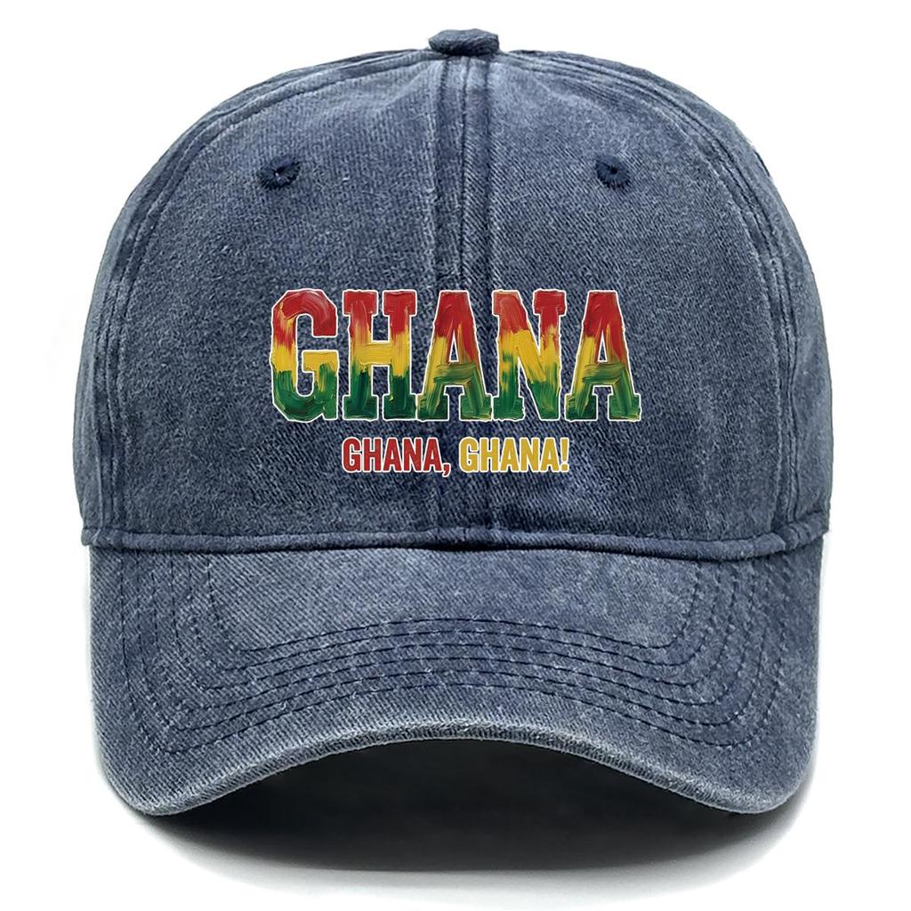 "GHANA" "GHANA, GHANA" Flag Printed Baseball Cap , Adjustable Snapback Baseball Cap Sporting Vintage All-season Leisure Flat Cap