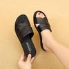 Genuine Leather Soft Sole Sandals for Women - Comfortable Non-Slip Flats for Middle-Aged and Elderly