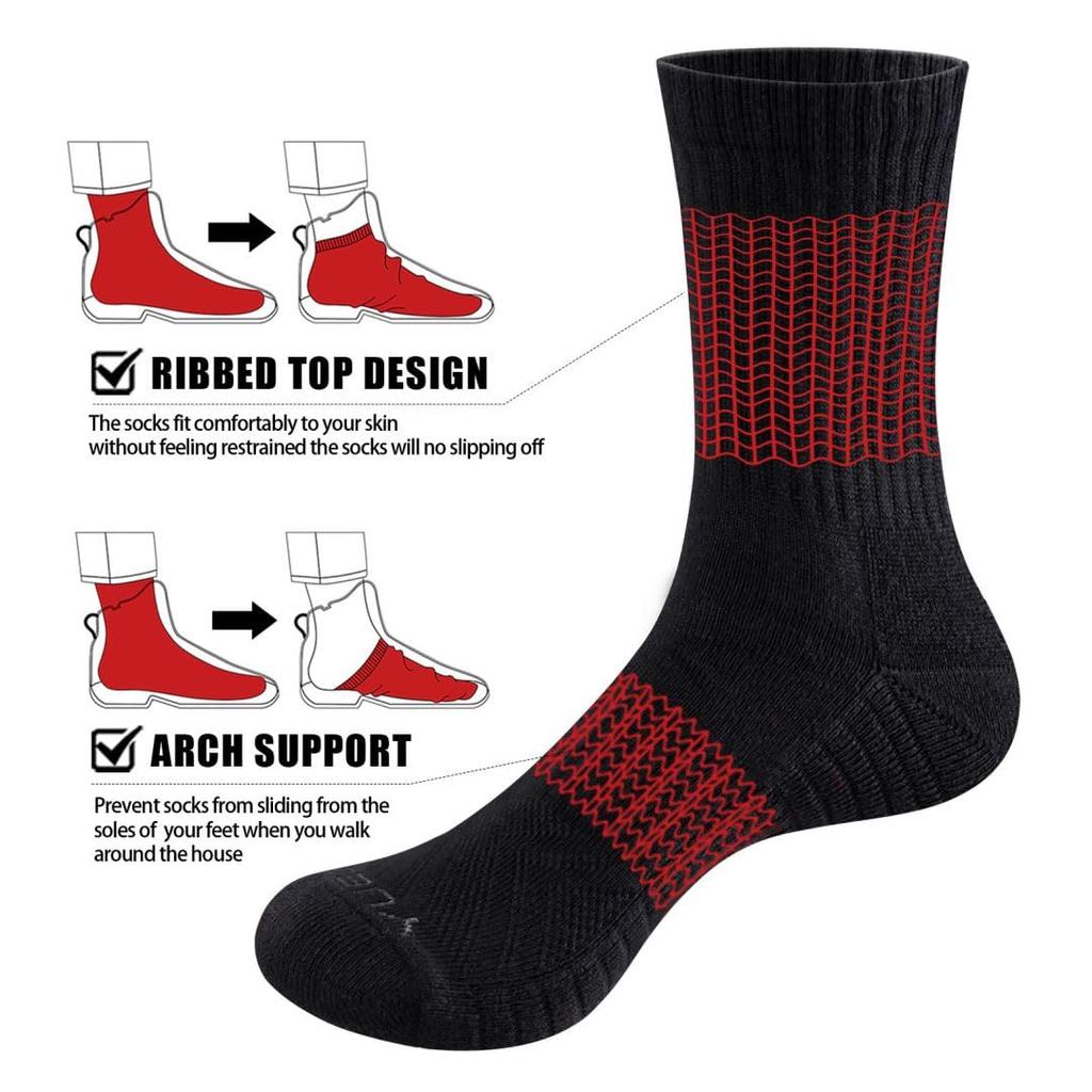 YUEDGE White Cotton Cushioned Crew Thick and Warm for and Sizes 6 Pairs Men's Socks, Winter, Hiking, Work, 25-27cm,