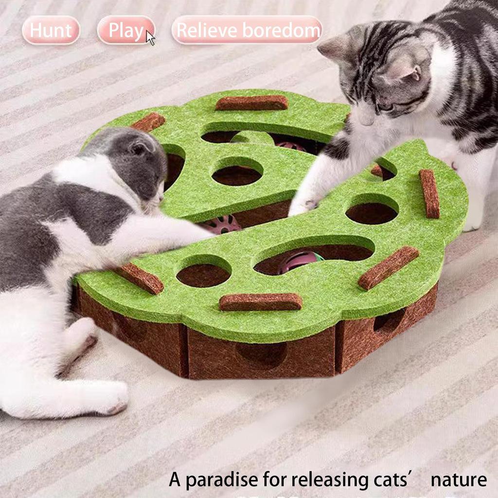 Cat Toys Puzzle Box Felt Pet Supplies with Bell Interactive Cat Toys Kitten Accessories Pet Cat Maze Game for Enrichment Mental