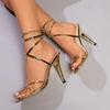 Fashion Sandals Women 2025 New Summer Versatile Open-toe One-word Cross Sexy Stiletto High Heels
