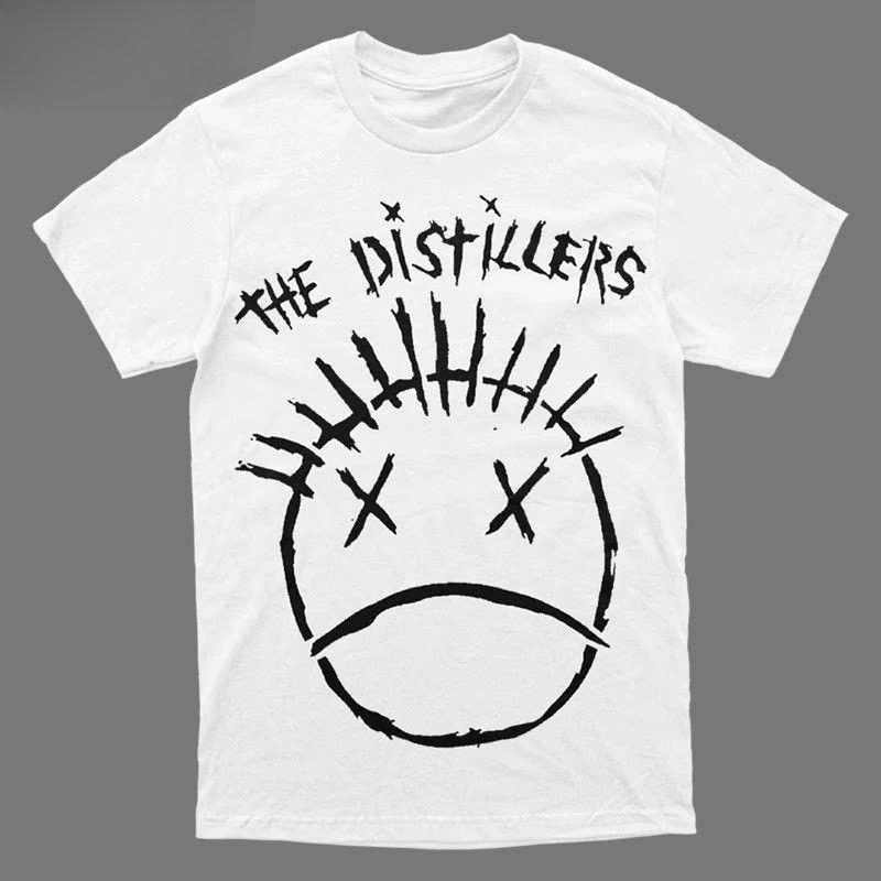 The Distillers Distillery Band Punk Rock Amerikanischer Vintage Trauriger Ausdruck Grafik Kurzarm T-Shirt