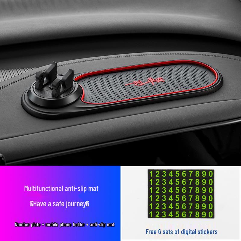 PVC Car Dashboard Anti-Slip Mat & Phone Holder for SUVs - Multi-Function Navigation