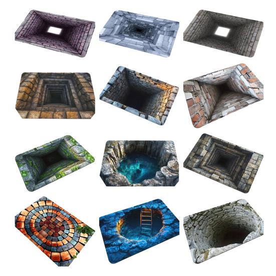 3D Hole Rug Realistic Optical Illusion Rug Funny Bottomless Pit Doormat Absorbent Non-slip Floor Mat for Bathroom Living Room Entryway