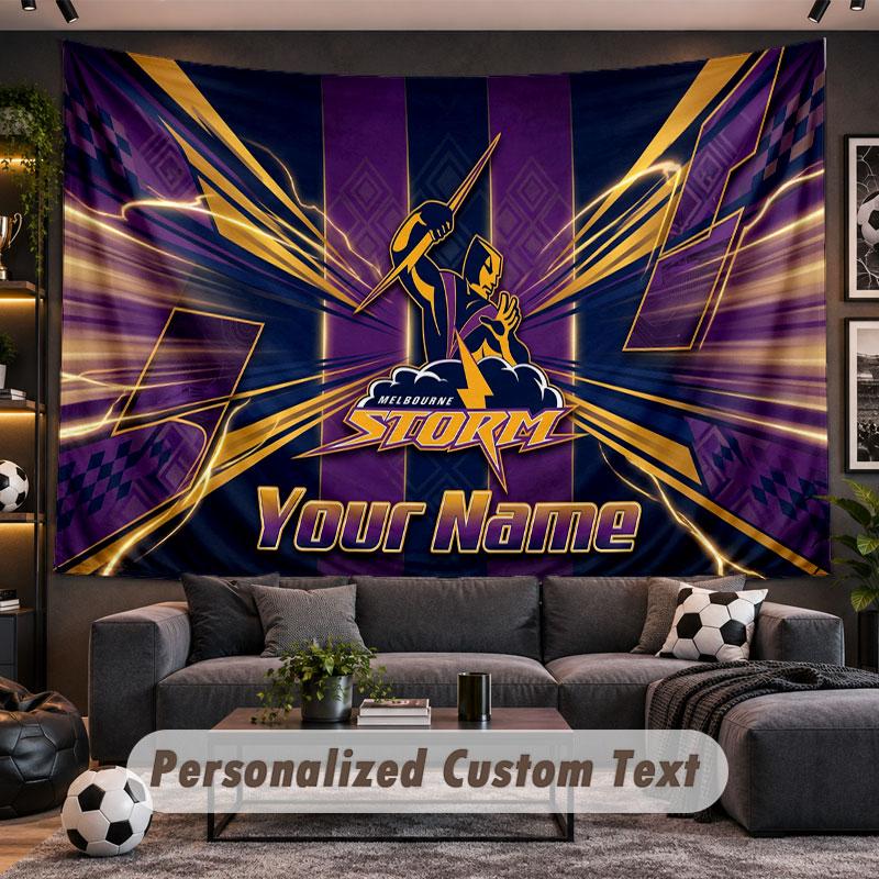 Wall Hanging Tapestry Custom NameMelbourne Storm Pattern Personalized Printed Fabric Wall Decor