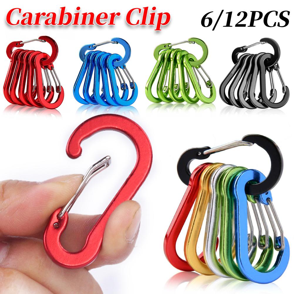 6/12pcs Carabiner Clip Aluminum Alloy Keychain Lock Buckle Snap D-Ring Outdoor Backpack Camping Multi Tool Fishing Hiking Hook