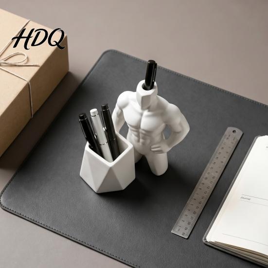 Desk Organization Supplies 3D Printed Muscular Man Pen Holder Creative Pencil Organizer with Dual Body Statue Slots Cool Decor for Office
