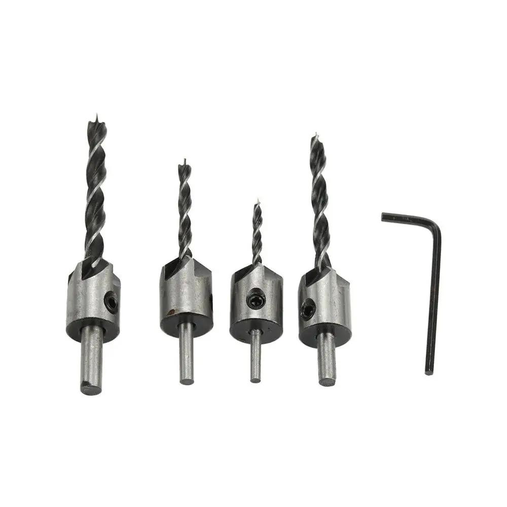 4Pcs HSS Titanium Countersink Drill Bit Set Drill Press Set Chamfer Reamer 3mm 4mm 5mm 6mm
