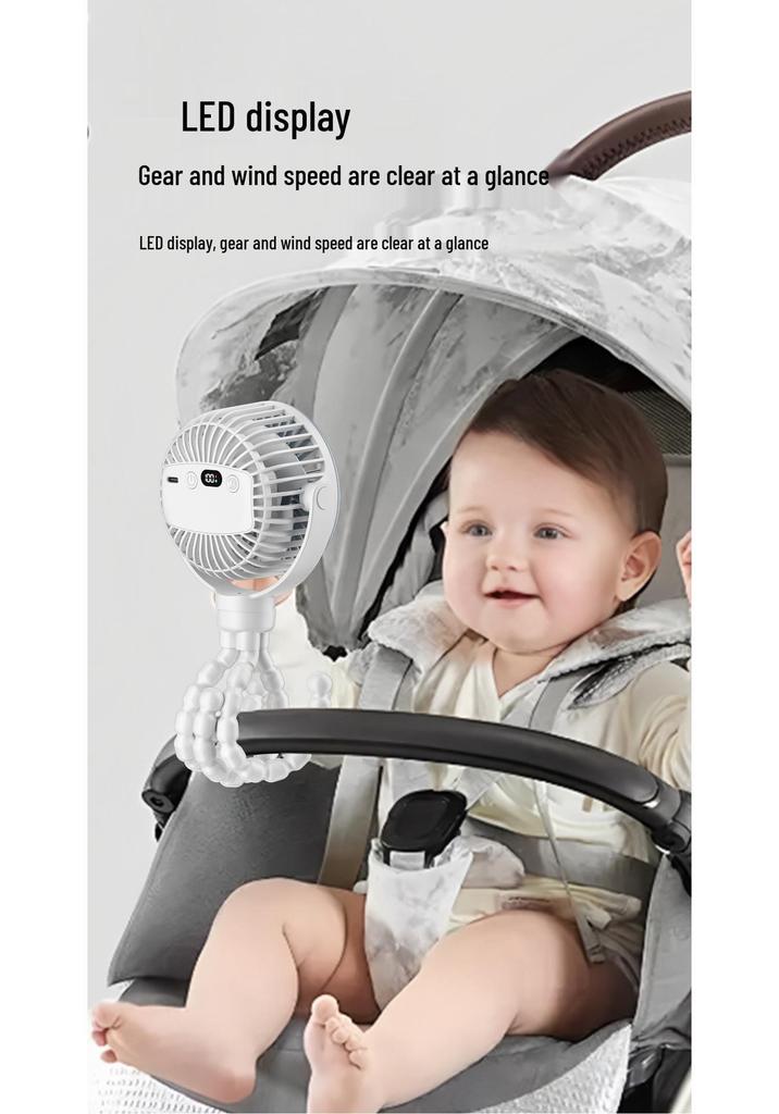Multifunctional Octopus Stroller Fan: Silent, Timed, Detachable, Tripod, Portable Outdoor Fan