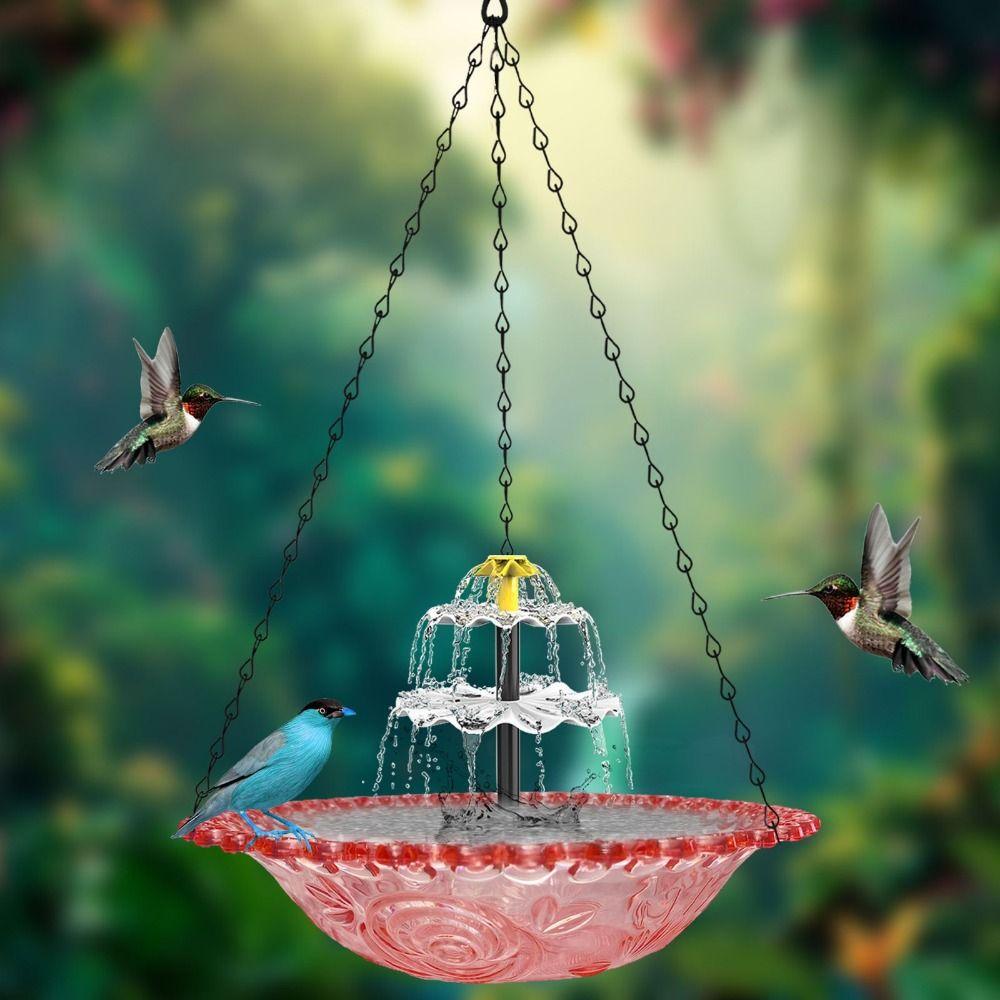 Household Solar Bird Bath Floating Water Feature Hummingbird Bathing Bowl Yard Decoration