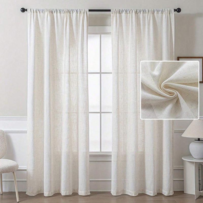Cremefarbene Leinenmischung Transparente Vorhänge für Schlafzimmer und Wohnzimmer