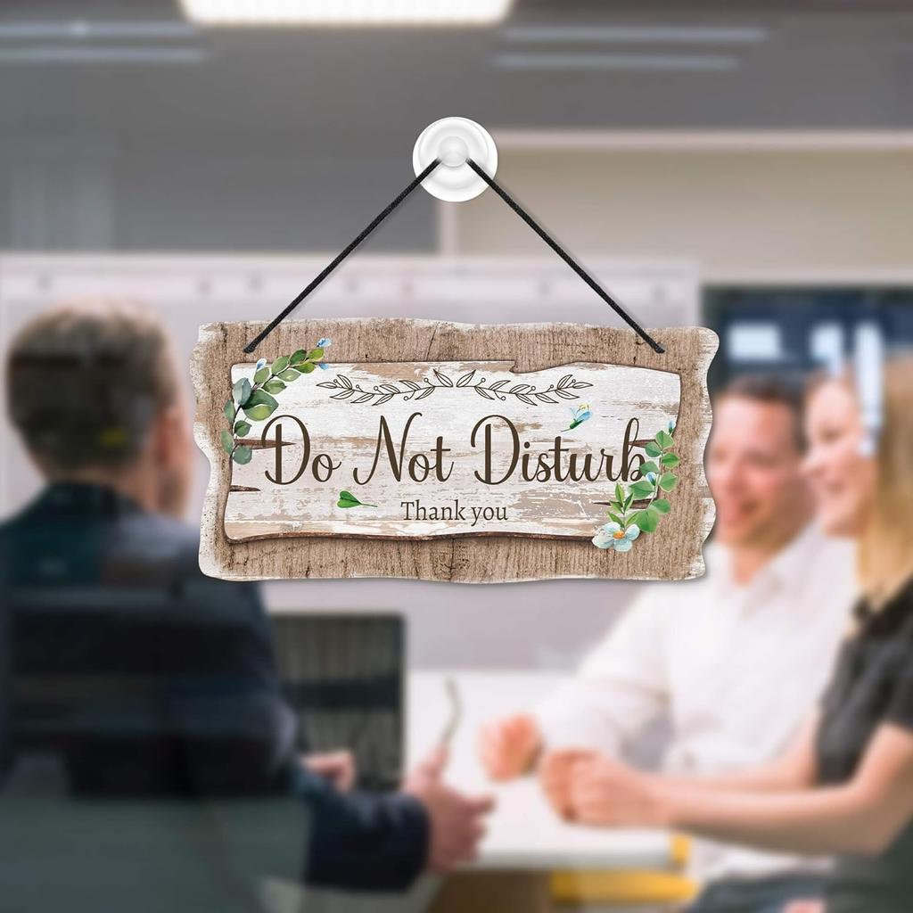 Putuo Decor Welcome Please Knock Office Door Signs, PVC Do Not Disturb Door Hanger Sign, Double Sided Hanger Plaque Meeting In Progress Sign For