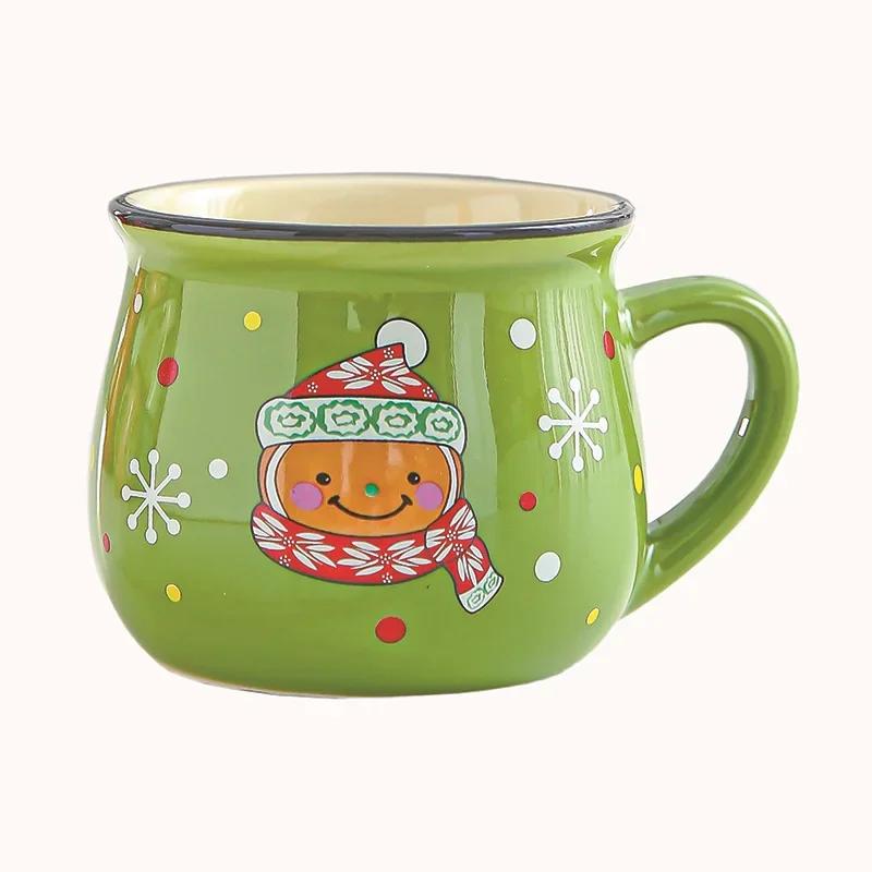 

4/1PC Mini Cartoon Mug Creative Ceramic Graffiti Santa Claus Elk Cups Christmas Gifts Milk Coffee Tea Drinkware Water Cups 150ml зелёный