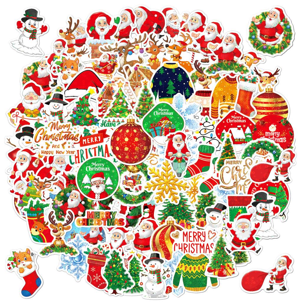 Christmas Stickers with Many 100 Holographic Laser Holiday Gift Decoration Stickers Waterproof Christmas Stickers