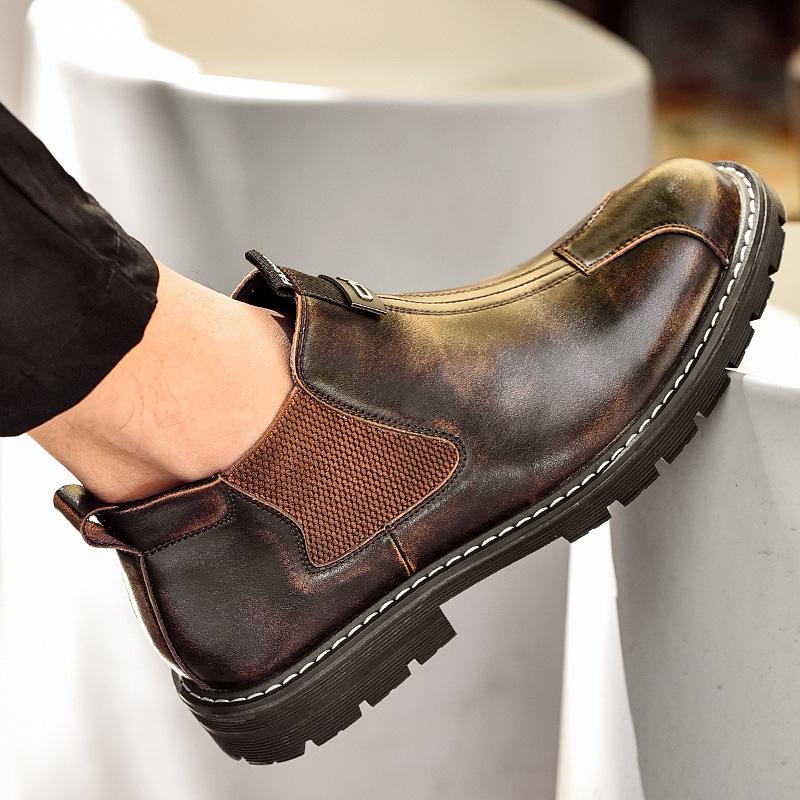 Men's Trendy Martin Boots: Versatile Retro Chelsea Leather Work Shoes in British Style