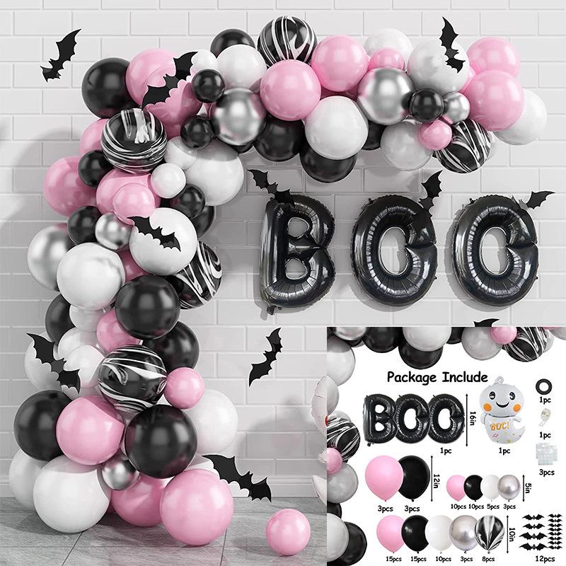 Halloween Balloon Chain Arch Set Ghost Festival Bat Sticker Party Balloon Decoration Yard Balloon