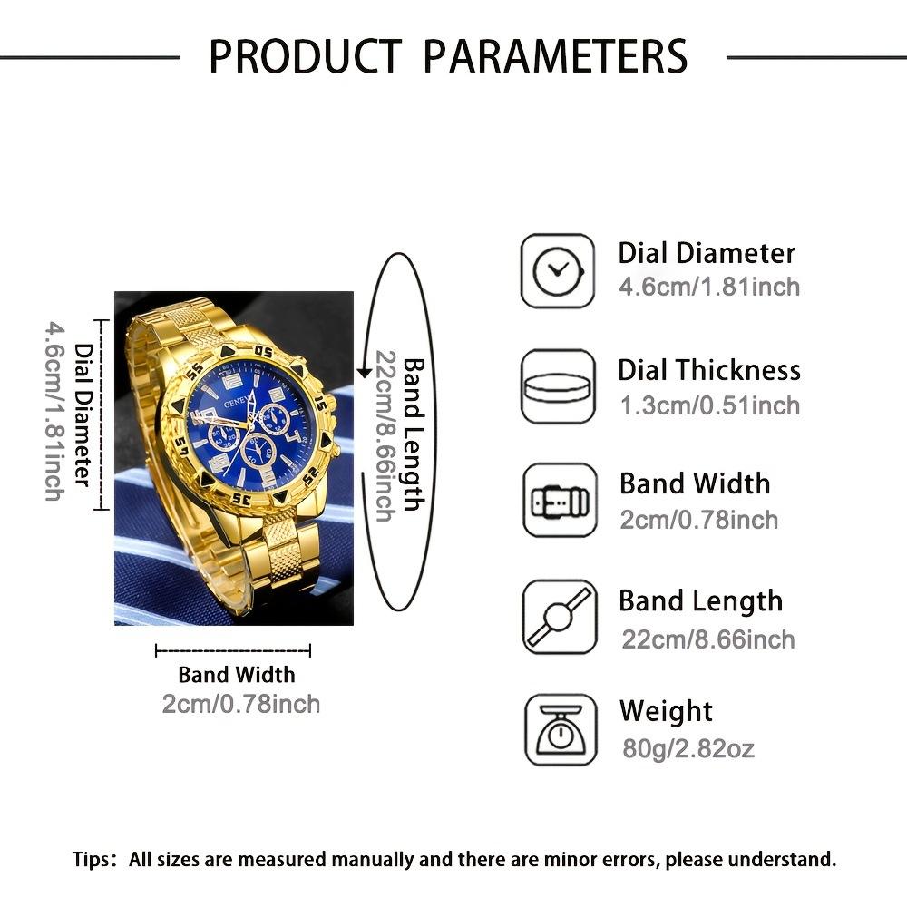 Geneva Blu-ray Glass Men's Watch Steel Belt Quartz Watch Three-eye Business Leisure Watch