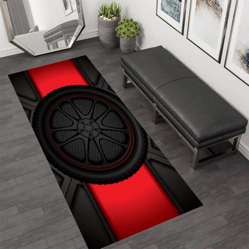 Alfombra Pasillera Runner Rayas de Carrera Rojo Negro, Alfombra, Felpudo Lavable Antideslizante para Pasillo, Decoración del Hogar Estética Streetwear Felpudo de Bienvenida