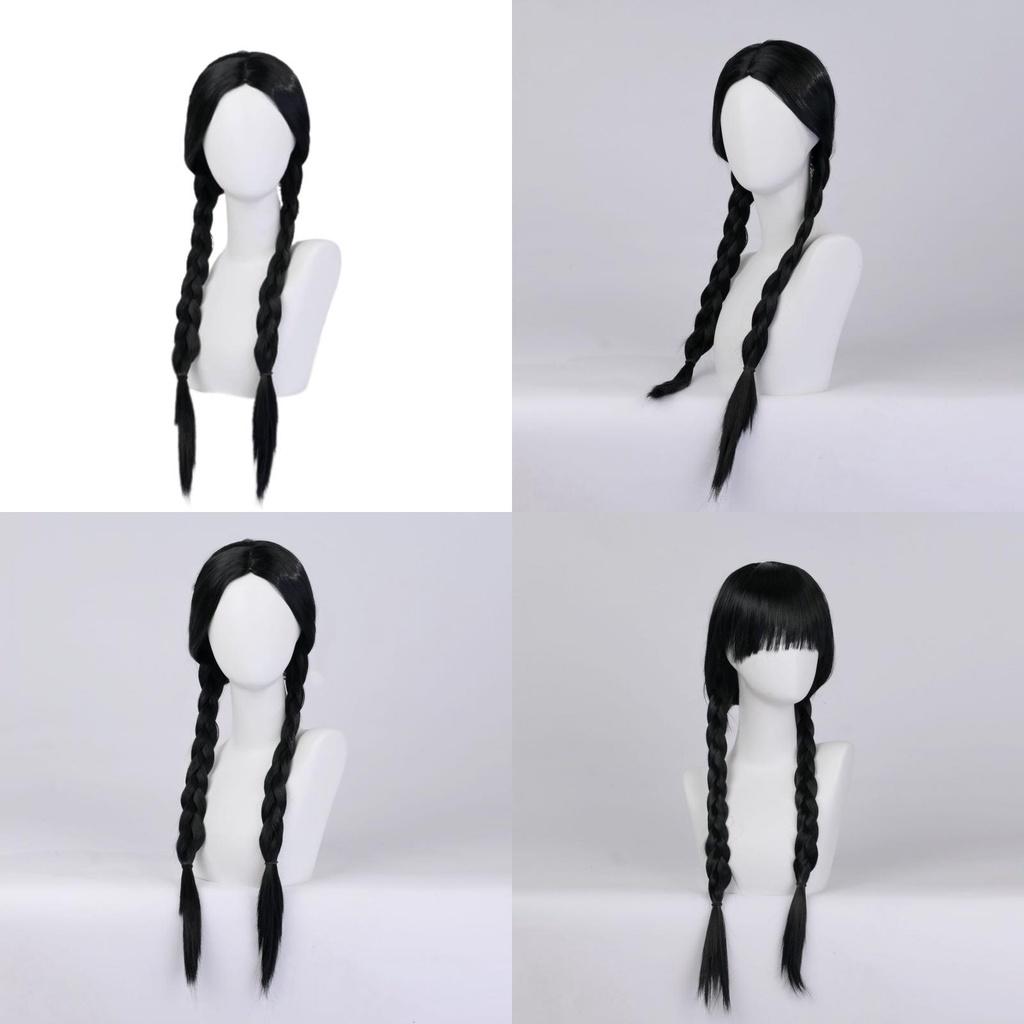 Long Black Cosplay Wig With Straight Hair For Women 65-70cm Length