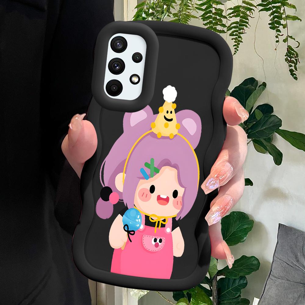 

Окрашенный узор Big Wave Edge Мягкий силиконовый материал Macaron чехол для телефона противоударный защитный резиновый чехол для Samsung Xiaomi Poco Redmi Xiaomi Poco C75 5G чёрный