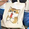 Kawaii Cat Tote Сумки Для Женщин Холщовые Сумки Большой Емкости Женский Покупатель Сумка Сумки На Ремне Симпатичные Аниме Покупки Хлопковая Сумка