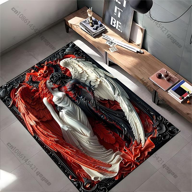 Duality love power angel demon carpet Yoga living room room decor children's crawling mat doormat area rug games mat