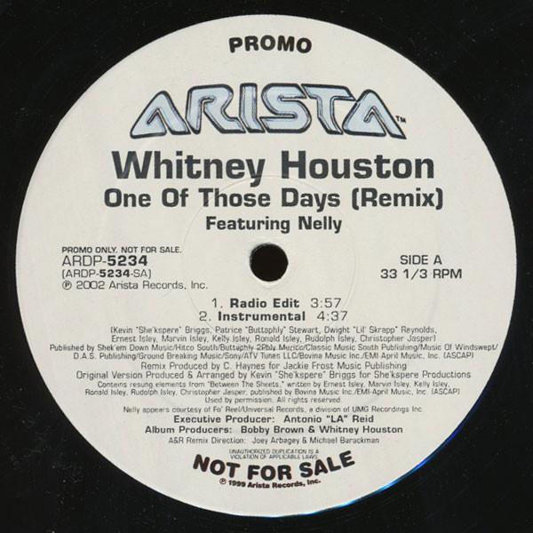 12inch Record WHITNEY HOUSTON One Of Those Days Remix ARDP5234PROMO Arista 2002 US Rap HipHopRB Used