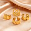 Gold Color Stainless Steel Chunky Wide Rings for Women, Geometric Fashion Open Ring, Waterproof Minimalist Finger Jewelry Gift