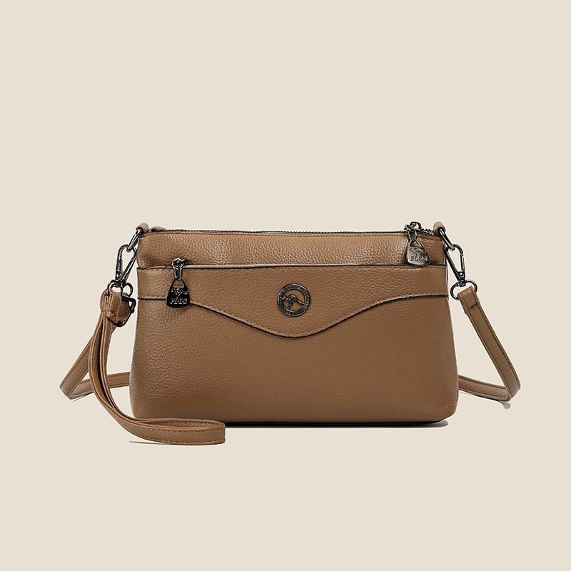 Elegant Crossbody Bag with Textured Finish and Dual Zip Pockets