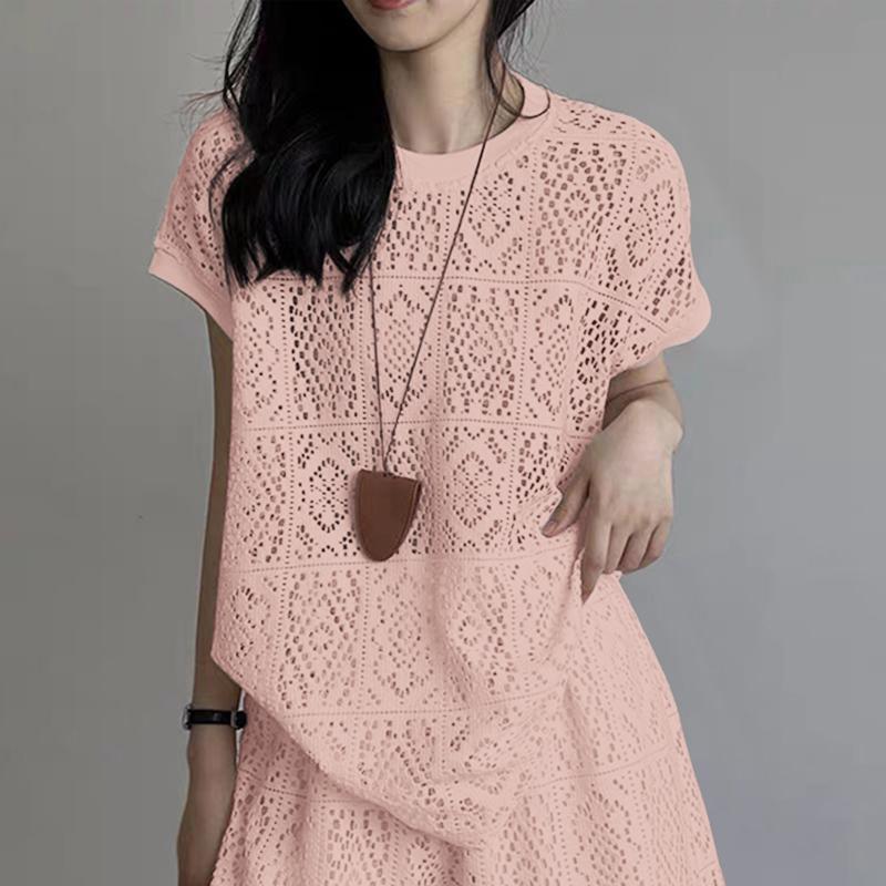 

ZANZEA Женская повседневная летняя блузка с коротким рукавом в стиле пэчворк розовый