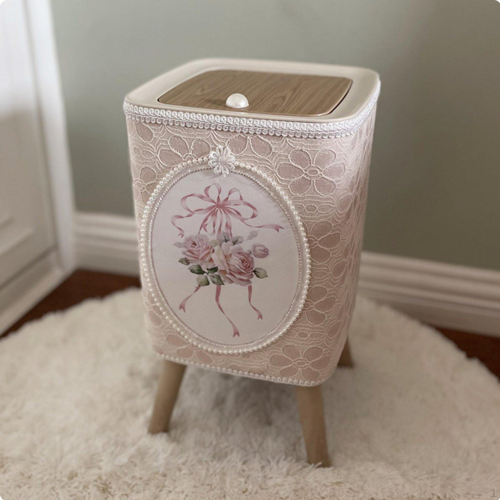 Lace Trash Can with Legs HighLegged