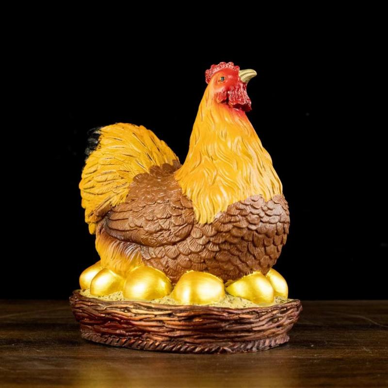 Color Round Base Hen Copper Chicken Ornament Zodiac Rooster Home Entrance Decoration Company Crafts