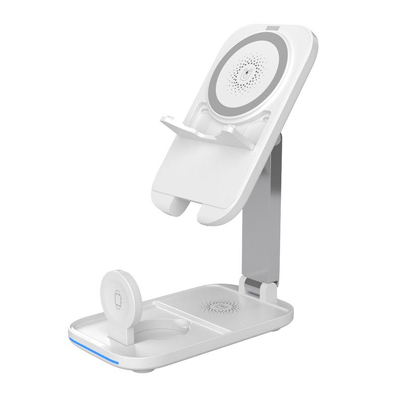 Foldable 15W Magnetic 3-in-1 Wireless Charger Stand for Apple