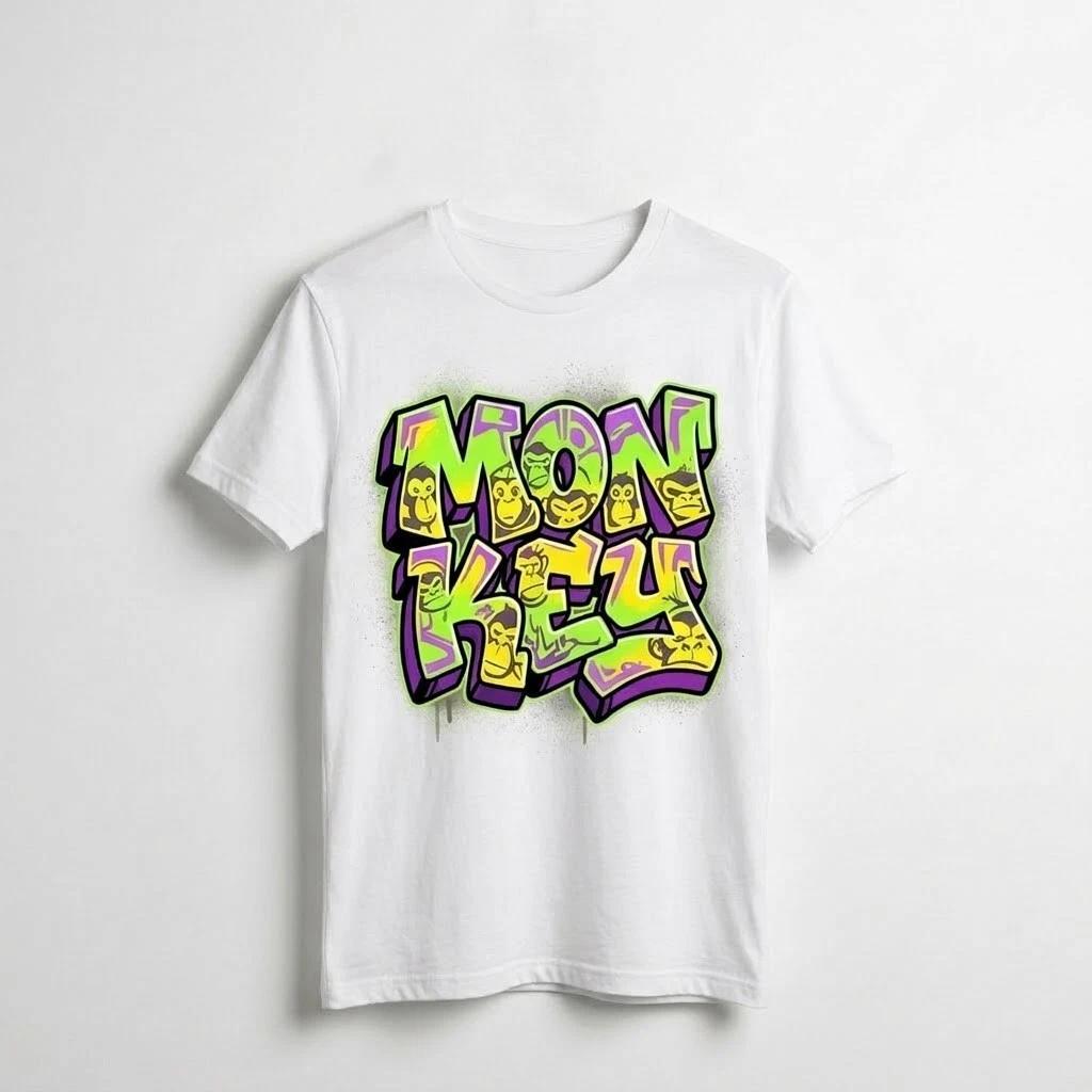 Urban Graffiti Monkey Graphic T-Shirt - Streetwear Style Tee for Men & Women XS