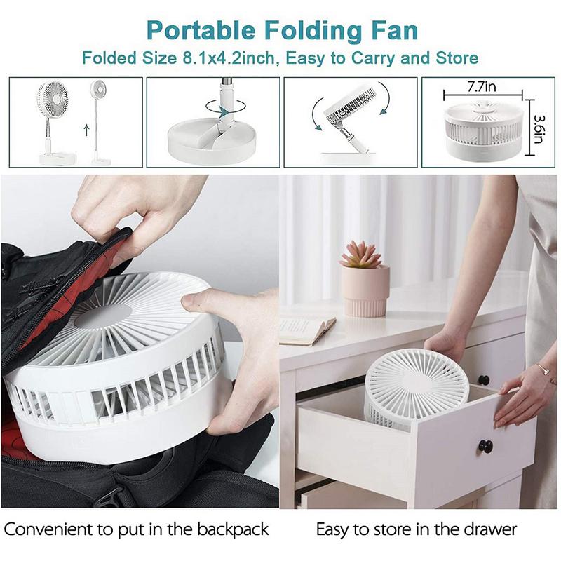 Best Seller Mini Foldable Bladeless Rechargeable Air Cooling Fan with Adjustable Height for Home Office Outdoor Hotel Use