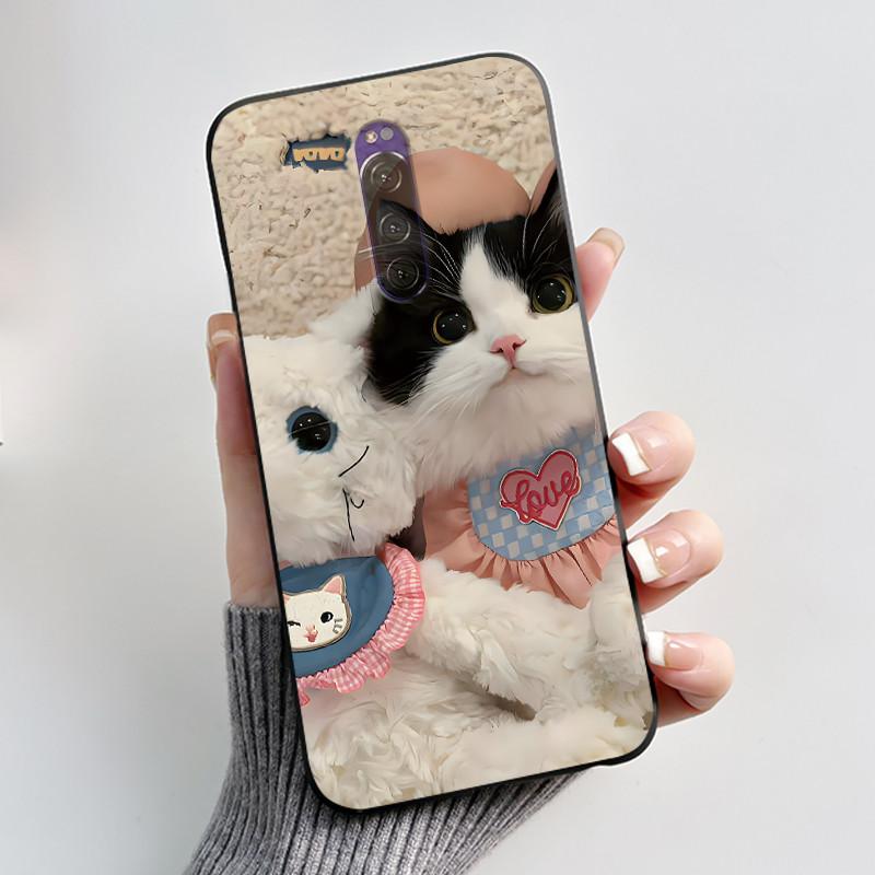 Case For Sony Xperia 1 XZ4 Casing Aesthetic Fashion Cute Cat Black Silicone Soft Shockproof Phone Cover For Sony Xperia 1 Case