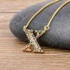 New Arrival Fashion Special Custom Design 26 Initial Letters Necklace Copper CZ Rainbow Pendant Best Family Name Jewelry Gift