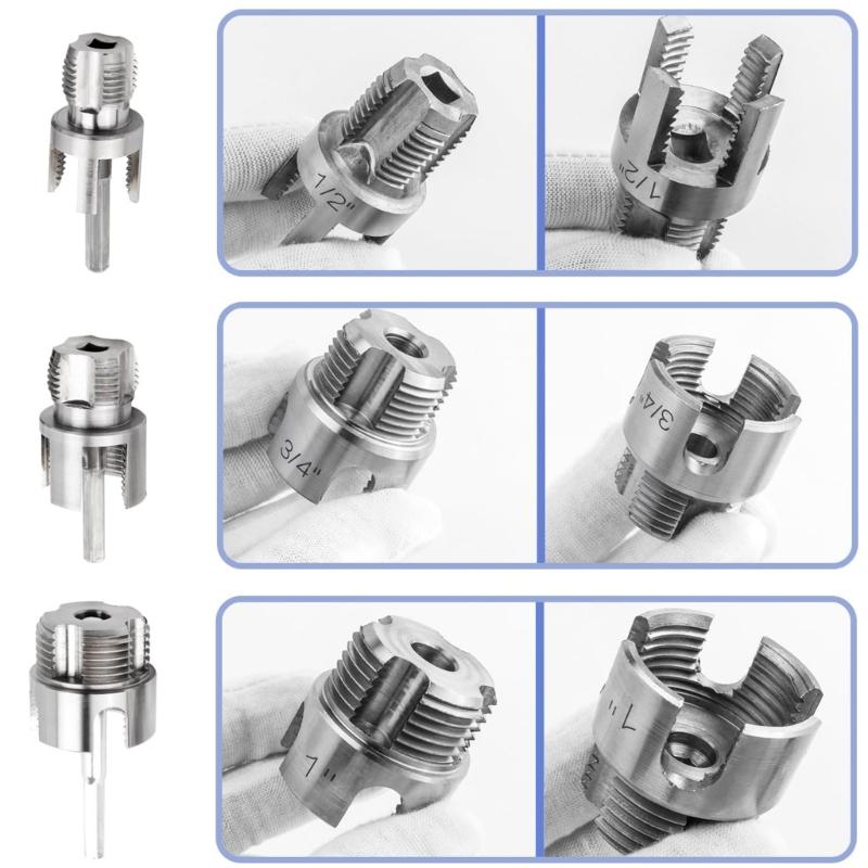 Pipe Threading Tool, PVC Pipe Threader 1/2'' 3/4'' 1'' Internal & External Pipe Threading Tool for Water Plumbing