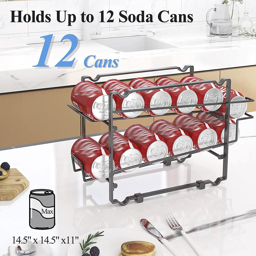 2 Pcs Cola Can Storage Rack 4 Layer Stackable Refrigerator Beer Beverage Can Organizer Non-slip Kitchen Dispenser Holder